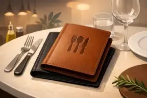 Cardápio em couro natural para restaurantes